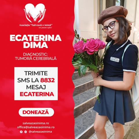 Un simplu SMS de 2 Euro, la 8832, cu textul Ecaterina , ii poate oferi Ecaterinei o nouă șansă la o viață normală!